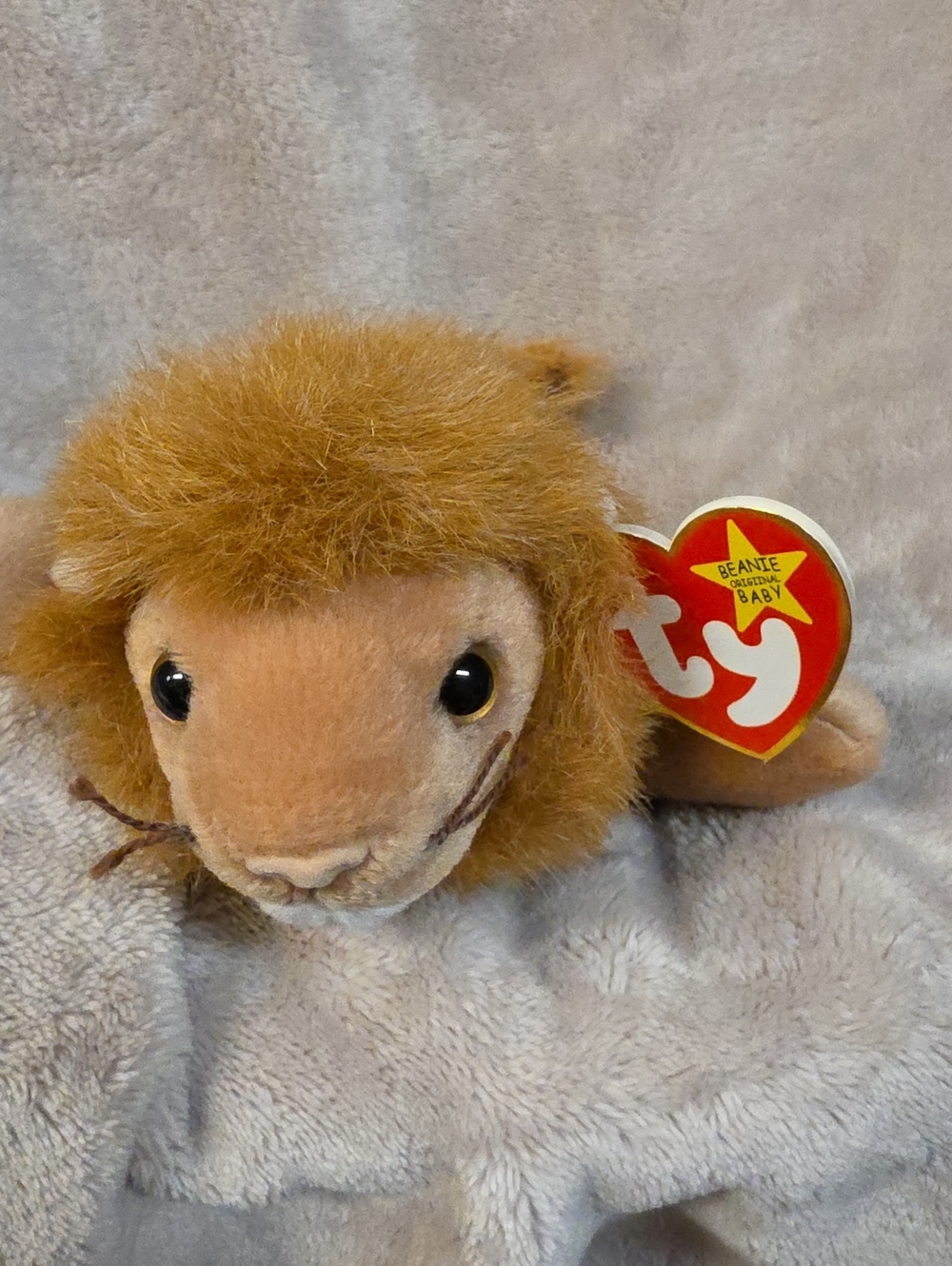 Ty Brown Lion Beanie Baby Plush with Mane